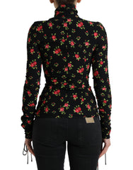 Dolce & Gabbana Black Rose Print Turtle Neck Blouse Top -   -  Dolce & Gabbana.