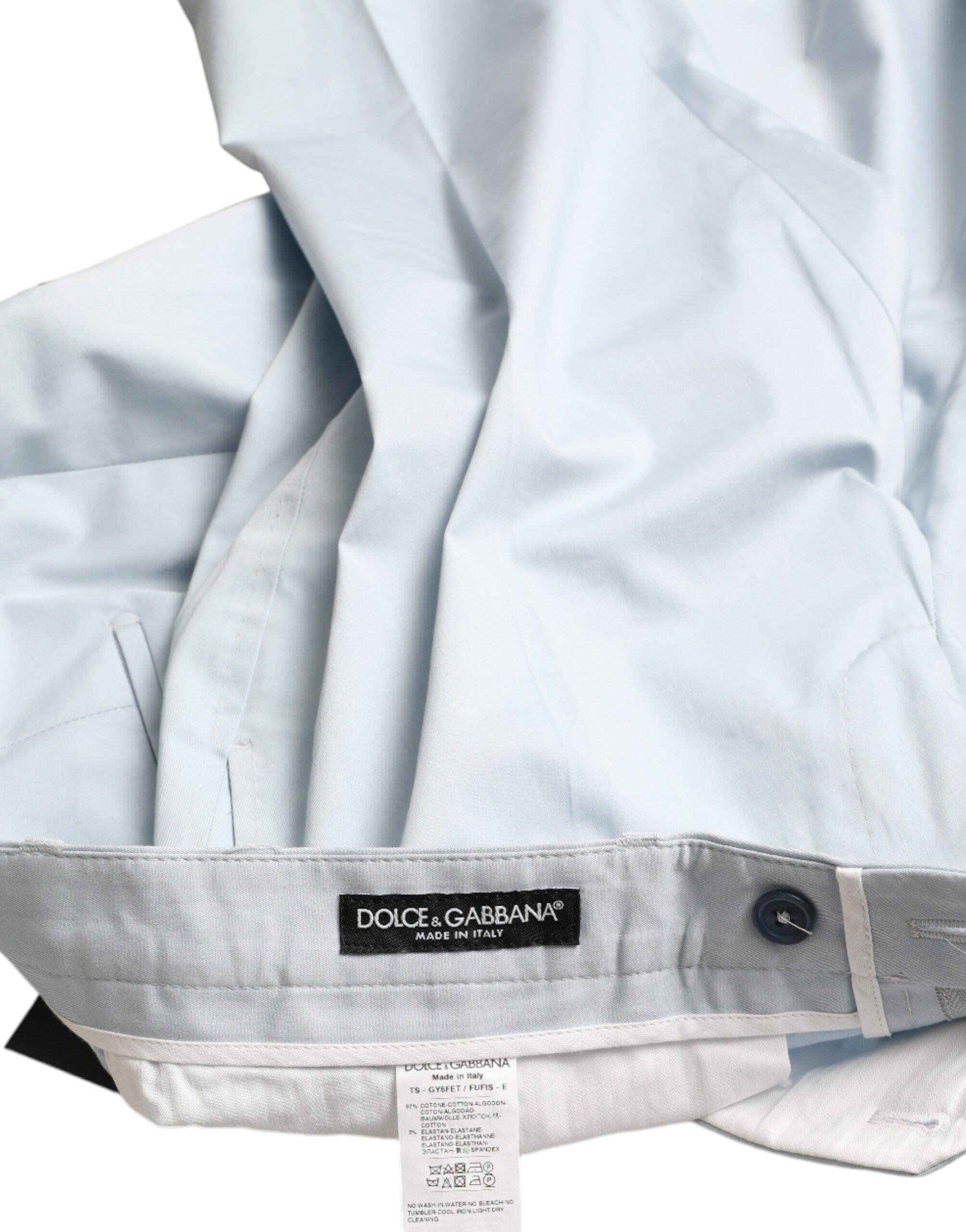 Dolce & Gabbana Sky Blue Cotton Stretch Skinny Pants -   -  Dolce & Gabbana. Dolce & Gabbana Sky Blue Cotton Stretch Skinny Pants -   -  Dolce & Gabbana.