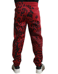Dolce & Gabbana Red Black Leopard Stretch Jogger Pants -   -  Dolce & Gabbana.