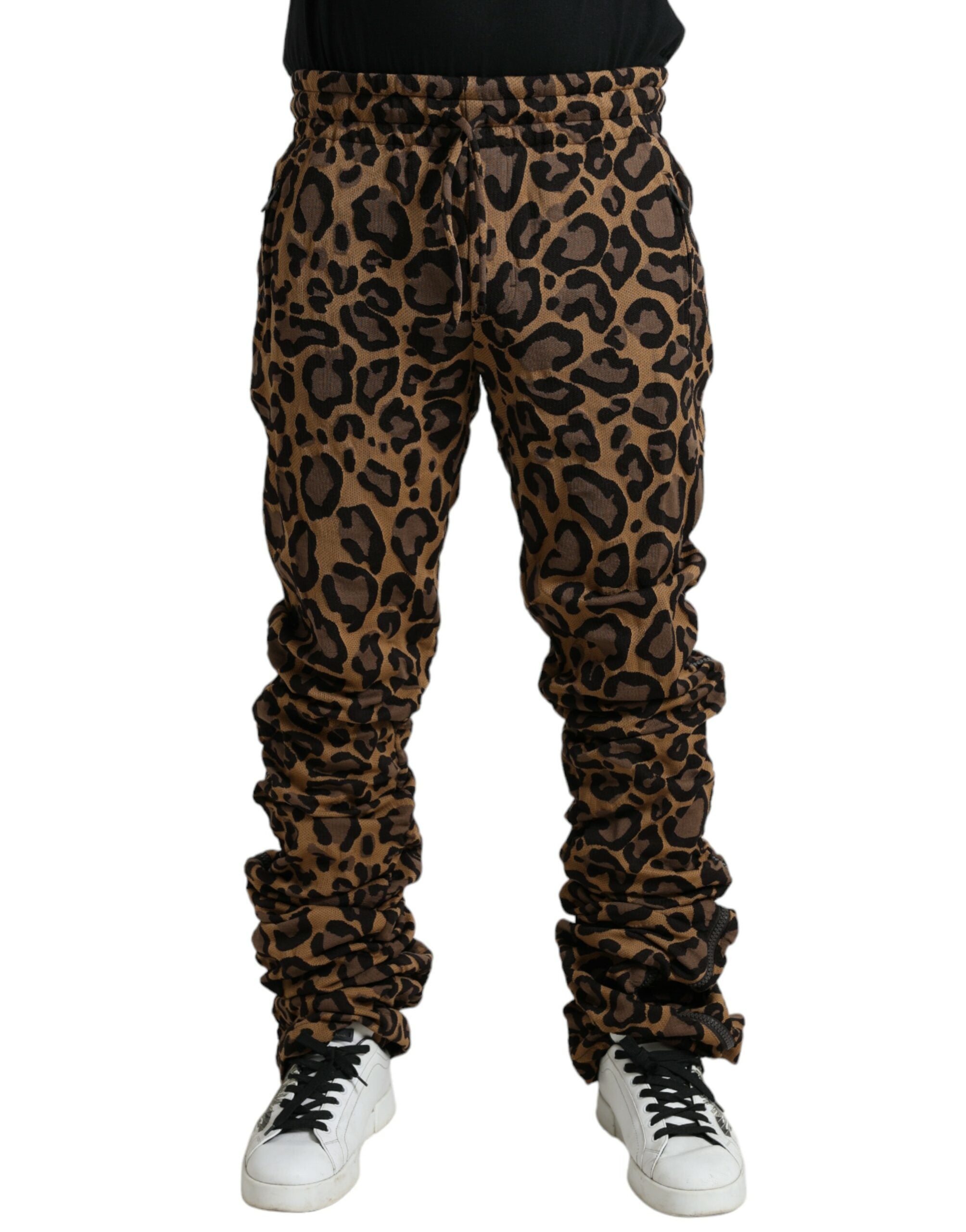 Dolce & Gabbana Brown Leopard Jacquard Jogger Pants -   -  Dolce & Gabbana.