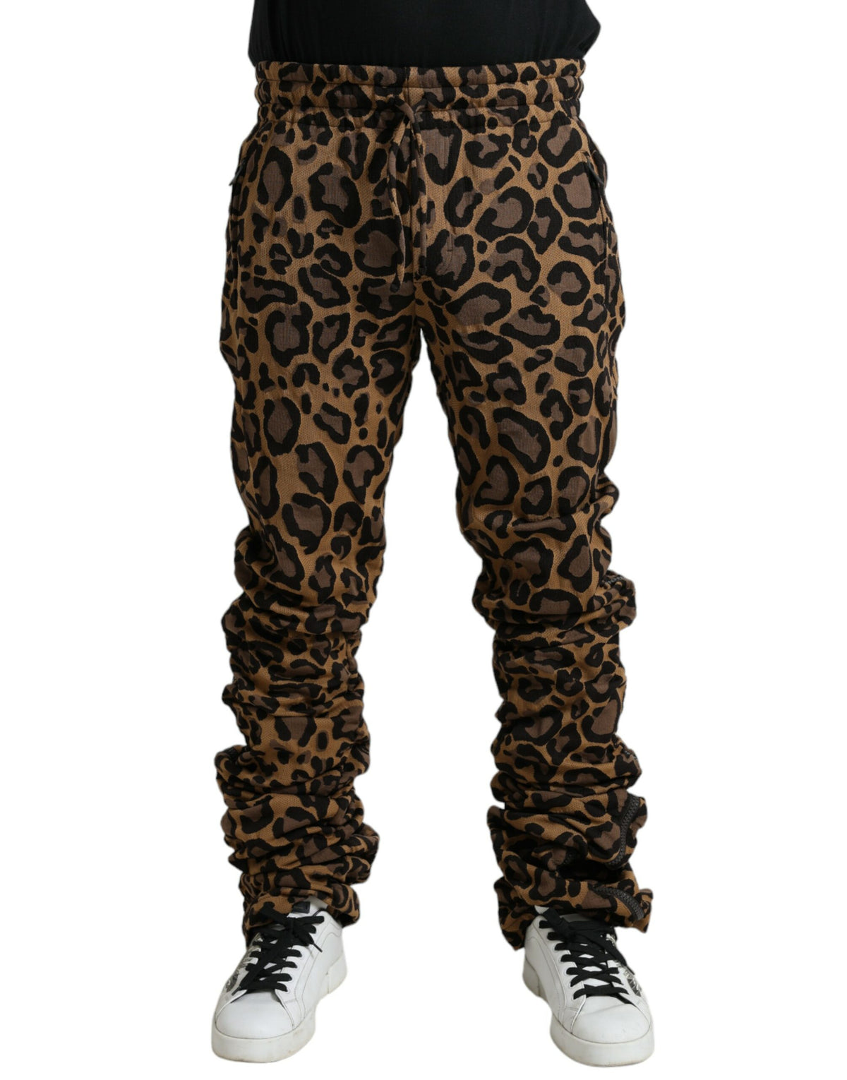 Dolce & Gabbana Brown Leopard Jacquard Jogger Pants -   -  Dolce & Gabbana.