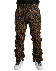 Dolce & Gabbana Brown Leopard Jacquard Jogger Pants -   -  Dolce & Gabbana.