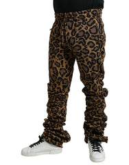 Dolce & Gabbana Brown Leopard Jacquard Jogger Pants -   -  Dolce & Gabbana.