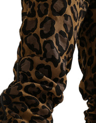 Dolce & Gabbana Brown Leopard Jacquard Jogger Pants -   -  Dolce & Gabbana.