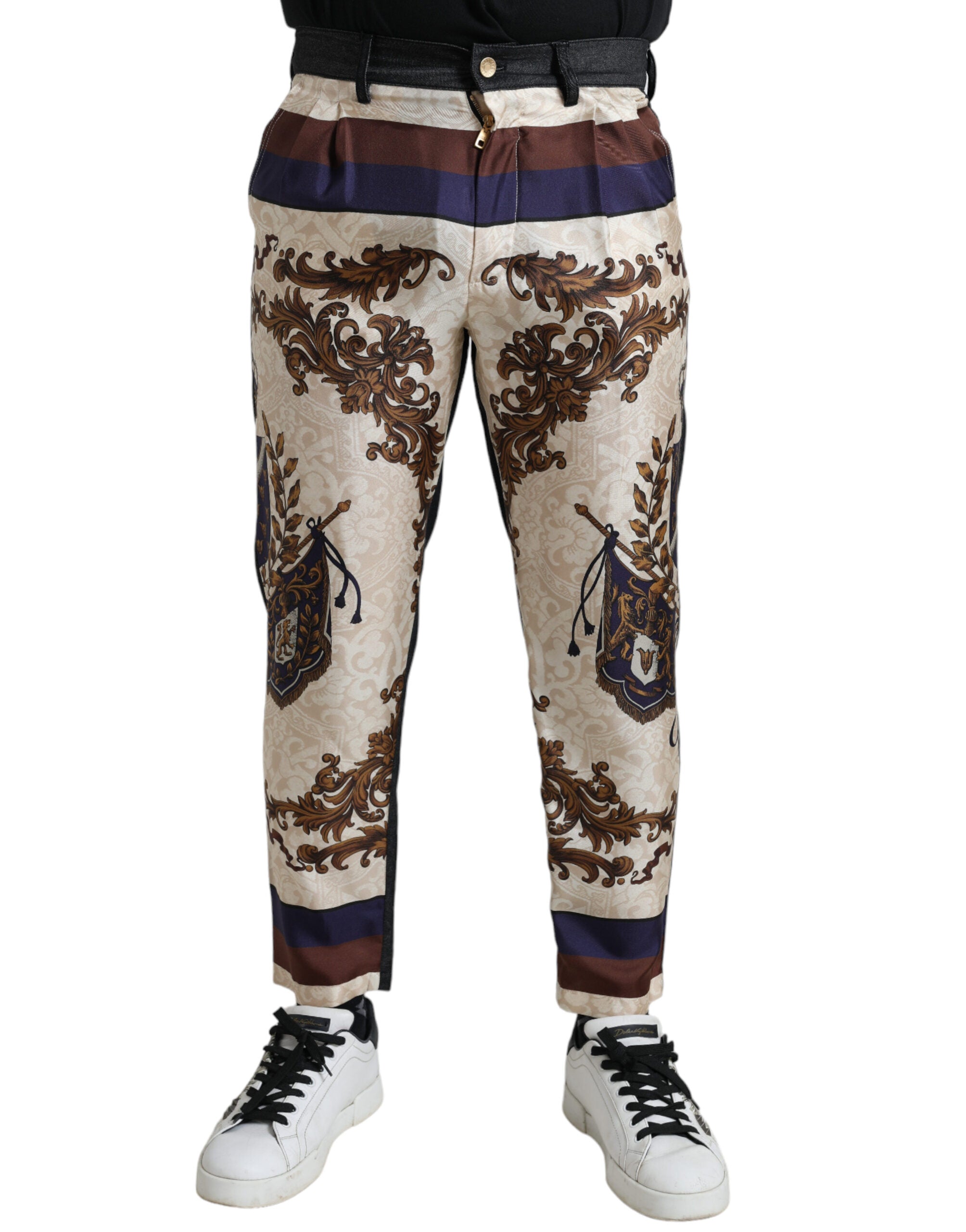 Dolce & Gabbana Multicolor Heraldic Skinny Men Pants -   -  Dolce & Gabbana.