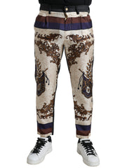 Dolce & Gabbana Multicolor Heraldic Skinny Men Pants -   -  Dolce & Gabbana.