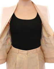 Zeyneptosun Beige brocade sleeveless jacket vest -   -  Zeyneptosun.