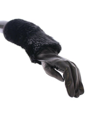 Dolce & Gabbana Black Beaver Fur Lambskin Leather Elbow Gloves - - Dolce & Gabbana.