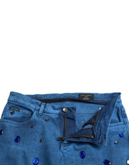 Dolce & Gabbana Blue Crystal Embellished Skinny Denim Jeans -   -  Dolce & Gabbana.
