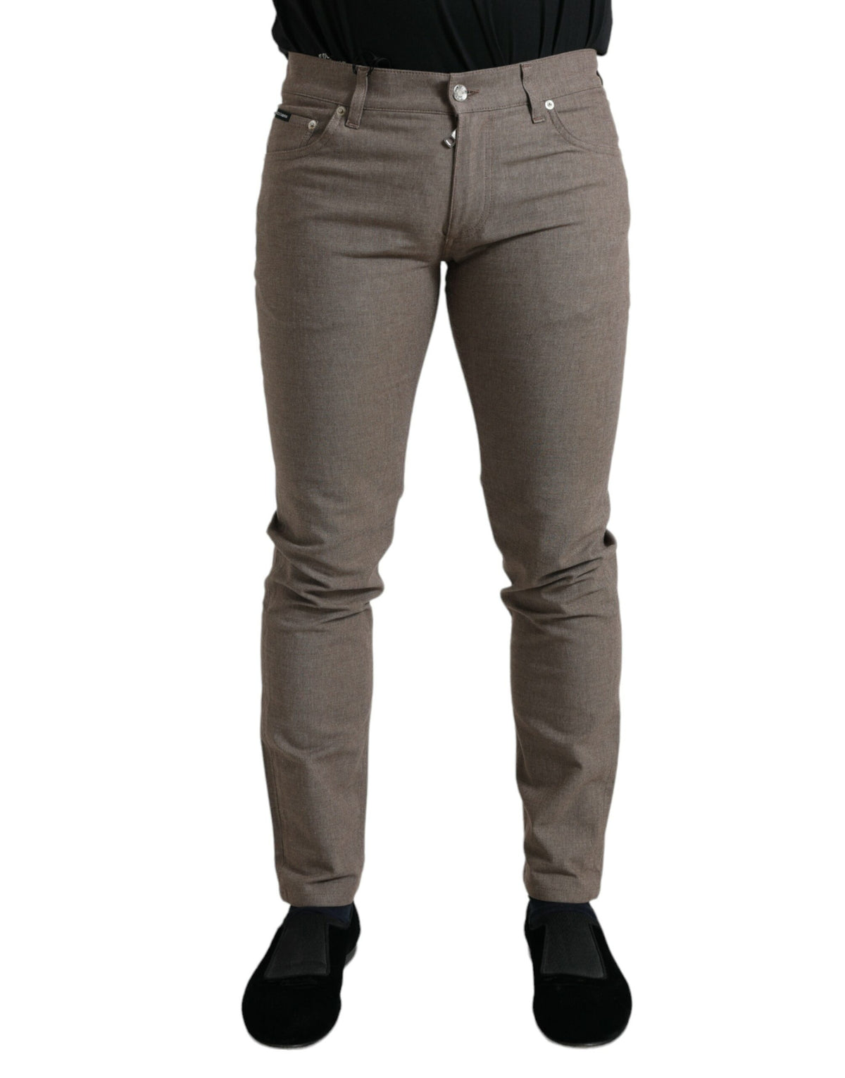 Dolce & Gabbana Brown Cotton Stretch Skinny Men Pants -   -  Dolce & Gabbana.