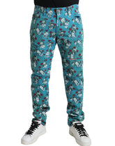 Dolce & Gabbana Blue Floral Print Skinny Cotton Denim Pants -   -  Dolce & Gabbana.
