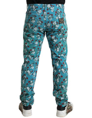 Dolce & Gabbana Blue Floral Print Skinny Cotton Denim Pants -   -  Dolce & Gabbana.