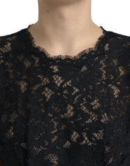 Dolce & Gabbana Black Floral Lace Cotton A-line Mini Dress -   -  Dolce & Gabbana.