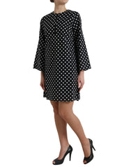 Dolce & Gabbana Black White Polka Dot Nylon Shift Mini Dress -   -  Dolce & Gabbana.