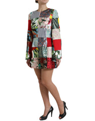 Dolce & Gabbana Multicolor Floral Patchwork Shift Mini Dress -   -  Dolce & Gabbana.