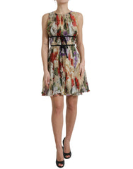 Dolce & Gabbana Beige Floral Sleeveless A-line Mini Dress -   -  Dolce & Gabbana.