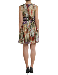 Dolce & Gabbana Beige Floral Sleeveless A-line Mini Dress -   -  Dolce & Gabbana.