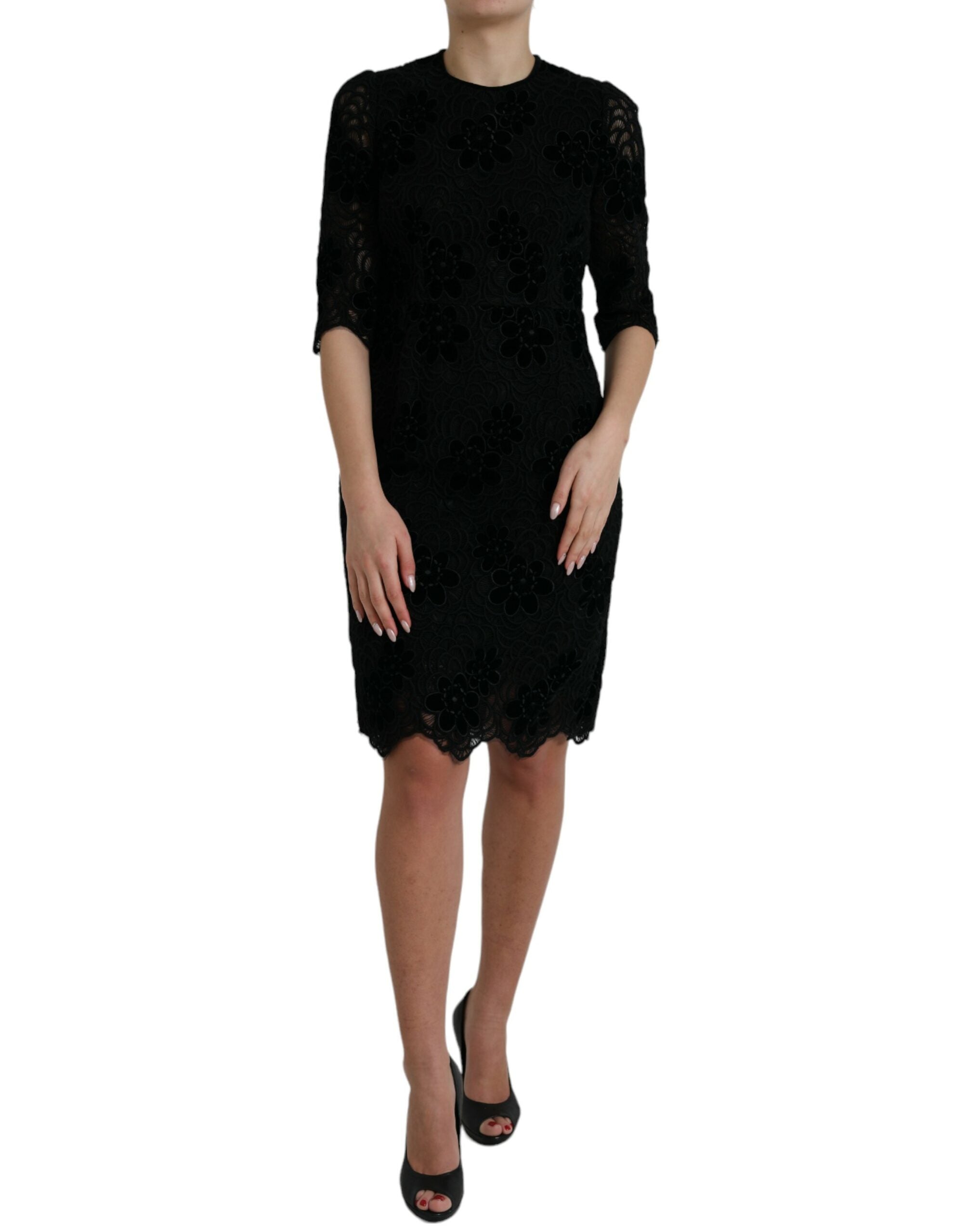 Dolce & Gabbana Black Floral Lace Cotton Bodycon Dress -   -  Dolce & Gabbana.
