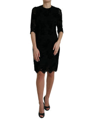 Dolce & Gabbana Black Floral Lace Cotton Bodycon Dress -   -  Dolce & Gabbana.