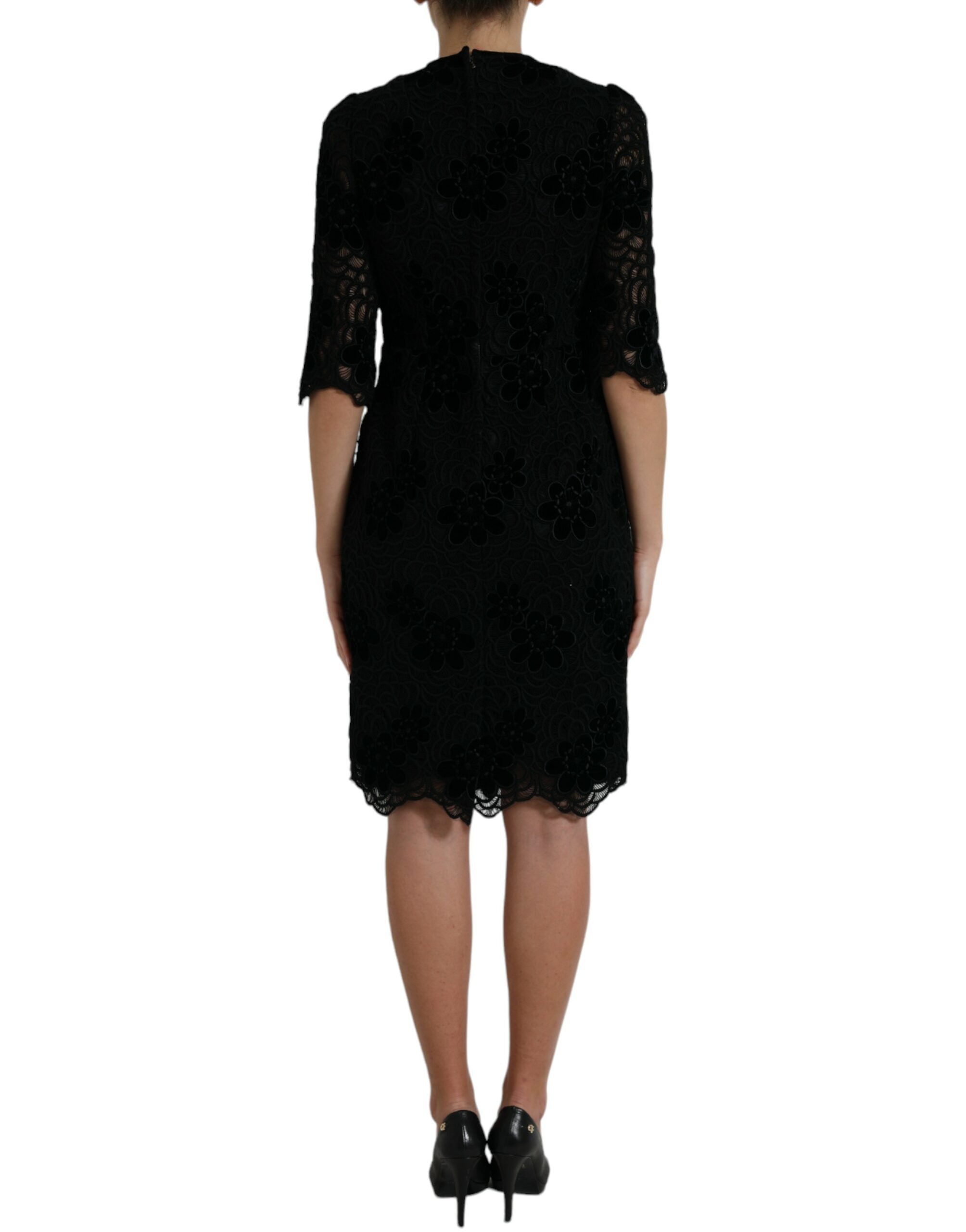 Dolce & Gabbana Black Floral Lace Cotton Bodycon Dress -   -  Dolce & Gabbana. Dolce & Gabbana Black Floral Lace Cotton Bodycon Dress -   -  Dolce & Gabbana.