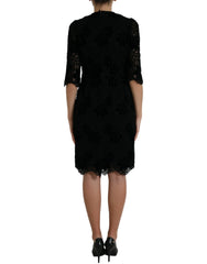 Dolce & Gabbana Black Floral Lace Cotton Bodycon Dress -   -  Dolce & Gabbana.