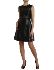 Valentino Shiny Black Nylon Cut Out A-line Mini Dress -   -  Valentino.