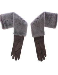 Dolce & Gabbana Gray Mink Fur Lambskin Suede Leather Gloves - - Dolce & Gabbana.