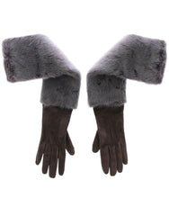 Dolce & Gabbana Gray Mink Fur Lambskin Suede Leather Gloves - - Dolce & Gabbana.