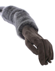 Dolce & Gabbana Gray Mink Fur Lambskin Suede Leather Gloves - - Dolce & Gabbana.