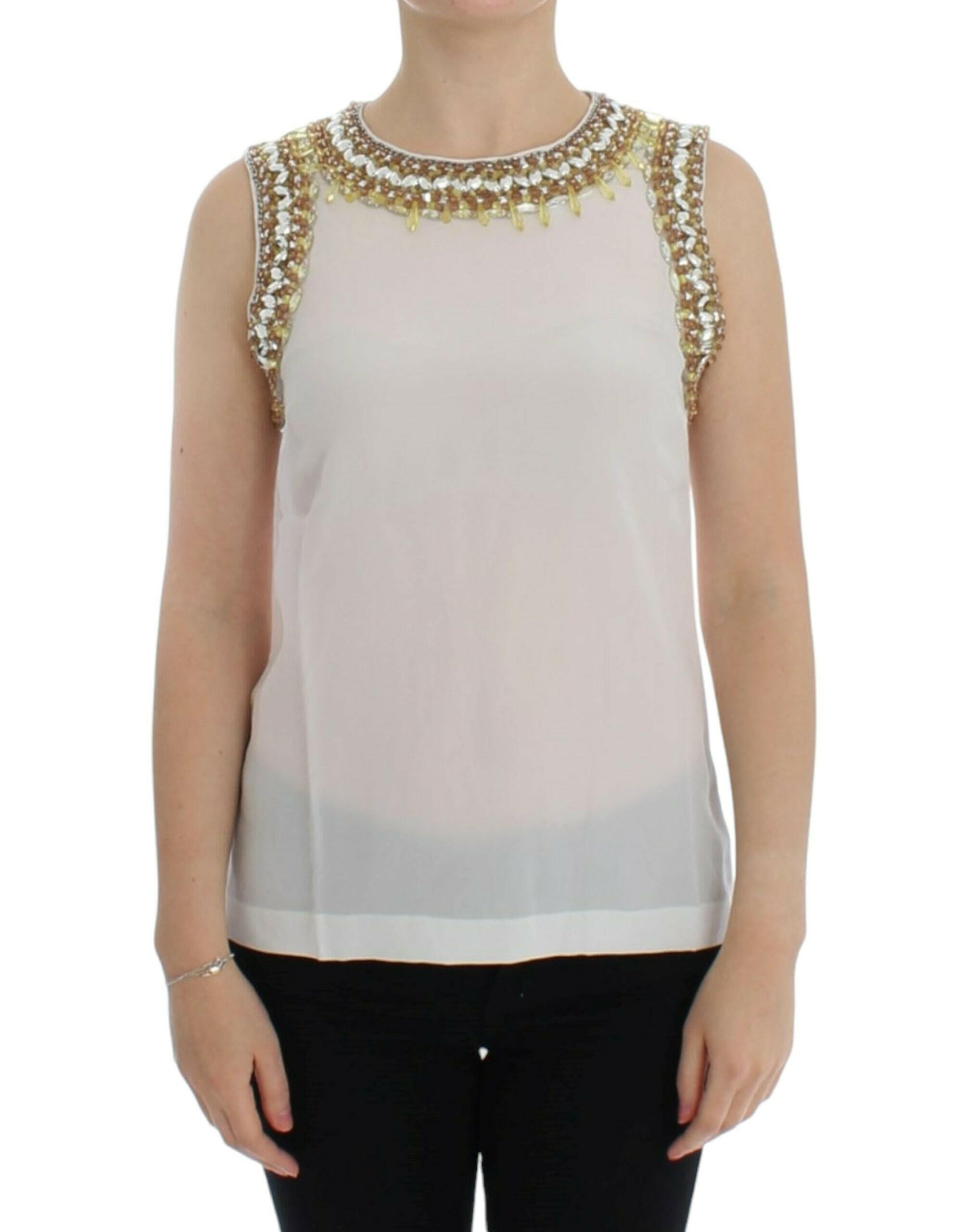 Dolce & Gabbana White crystal embellished tank top -   -  Dolce & Gabbana.