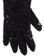 Dolce & Gabbana Black Lace Wool Lambskin Fur Elbow Gloves - - Dolce & Gabbana.