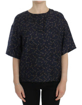 Dolce & Gabbana Blue gold key print silk blouse -   -  Dolce & Gabbana.