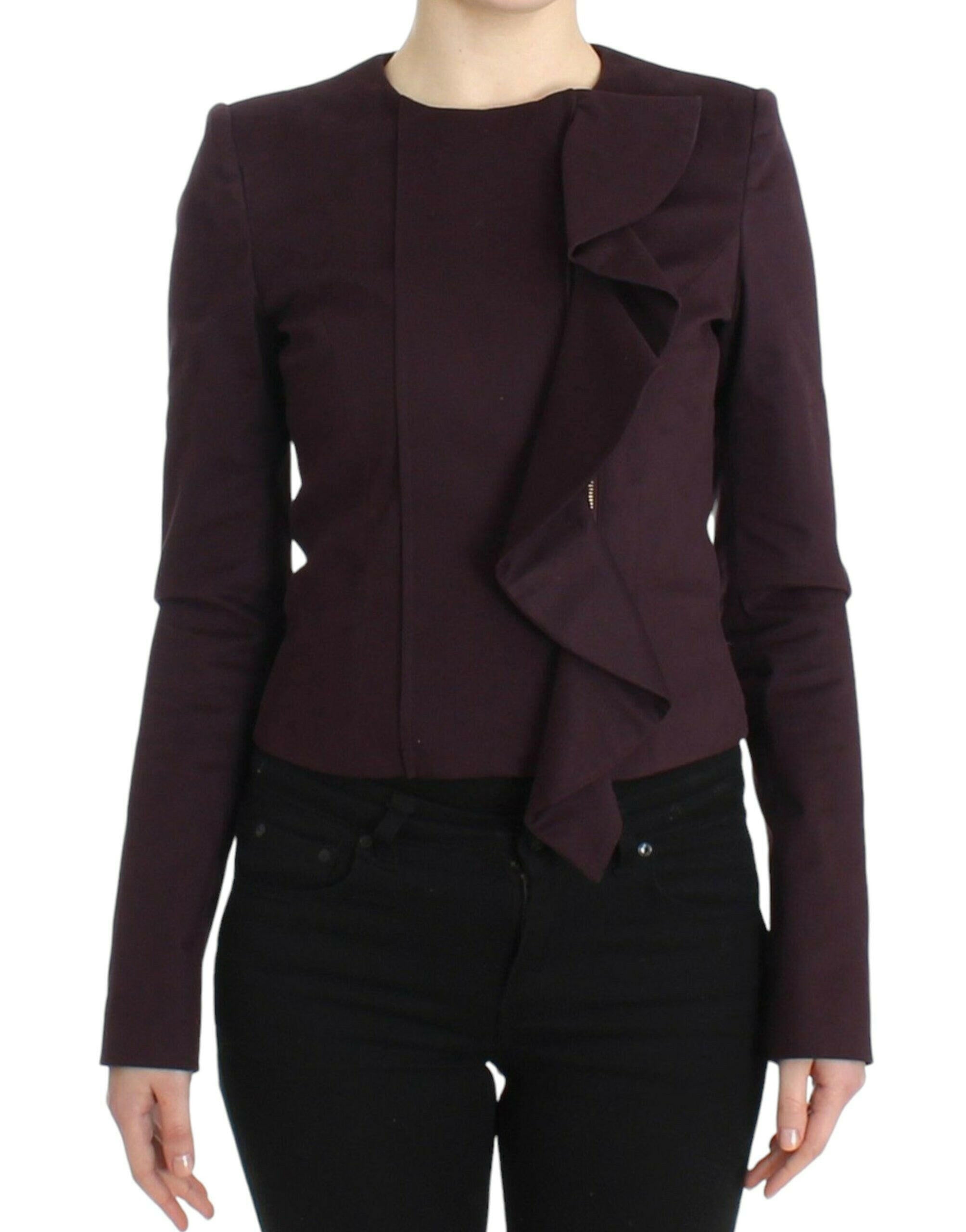GF Ferre Purple Ruched Jacket Coat Blazer Short -   -  GF Ferre.