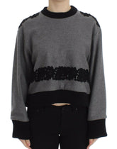 Dolce & Gabbana Gray Black Lace Wool Cashmere Sweater -   -  Dolce & Gabbana.