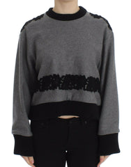 Dolce & Gabbana Gray Black Lace Wool Cashmere Sweater -   -  Dolce & Gabbana.