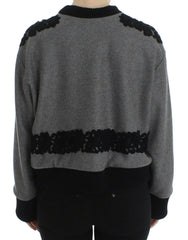 Dolce & Gabbana Gray Black Lace Wool Cashmere Sweater -   -  Dolce & Gabbana.