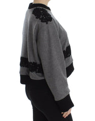 Dolce & Gabbana Gray Black Lace Wool Cashmere Sweater -   -  Dolce & Gabbana.