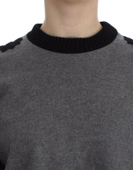 Dolce & Gabbana Gray Black Lace Wool Cashmere Sweater -   -  Dolce & Gabbana.