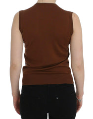Dolce & Gabbana Brown Wool Black Lace Vest Sweater Top -   -  Dolce & Gabbana.