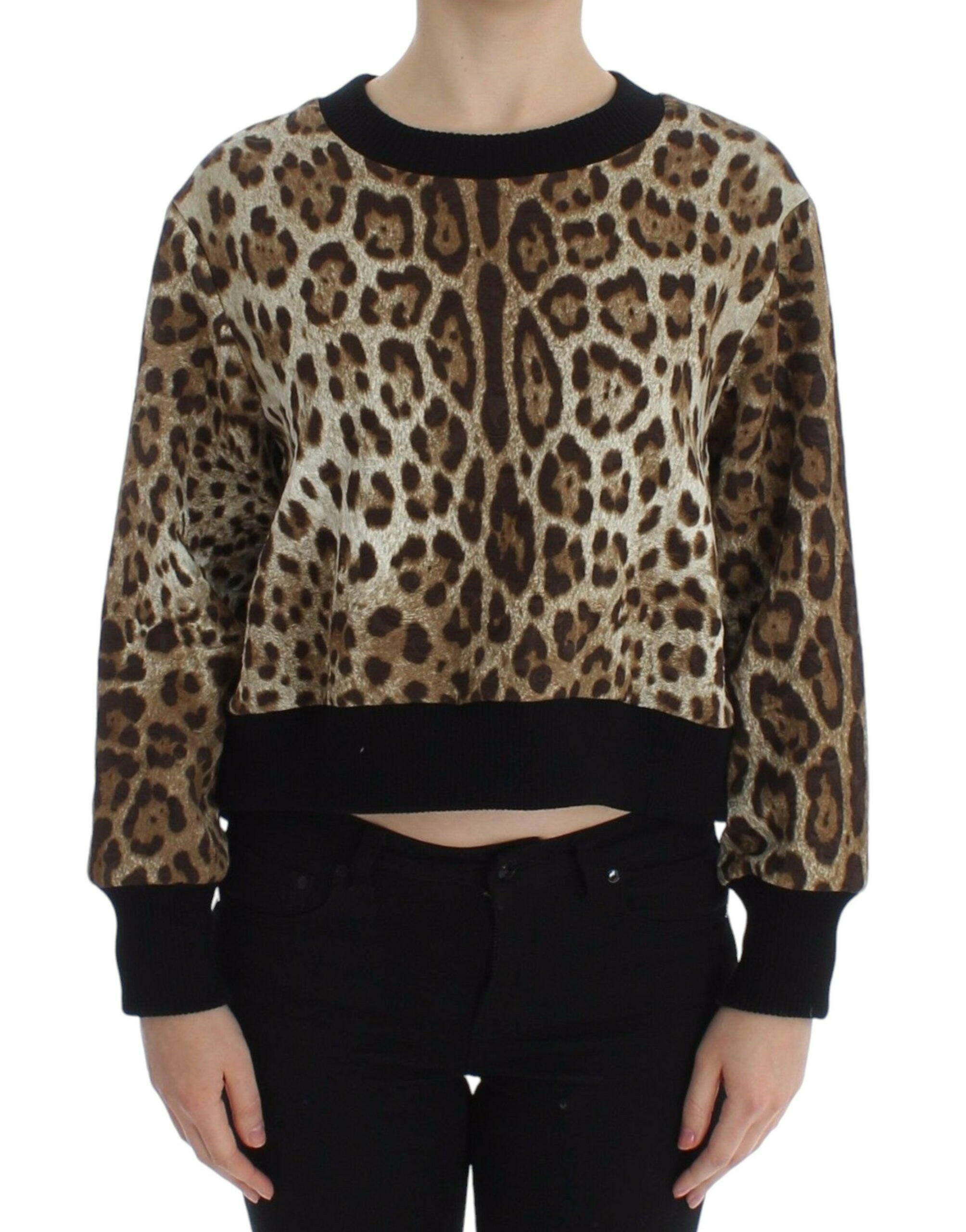 Dolce & Gabbana Leopard Print Crewneck Short Sweater -   -  Dolce & Gabbana.