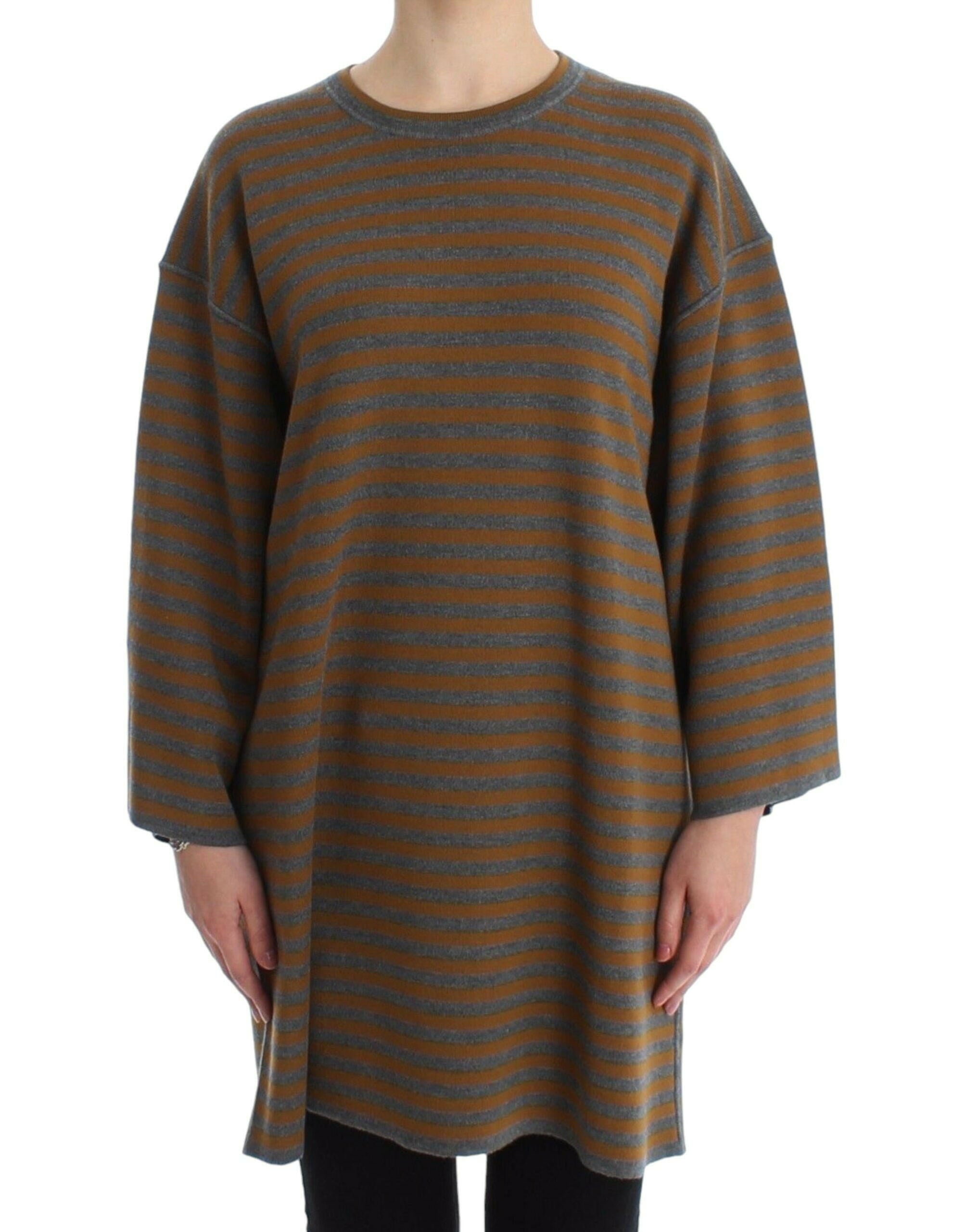 Dolce & Gabbana Oversized Gray Yellow Striped Sweater Top -   -  Dolce & Gabbana.
