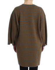 Dolce & Gabbana Oversized Gray Yellow Striped Sweater Top -   -  Dolce & Gabbana.