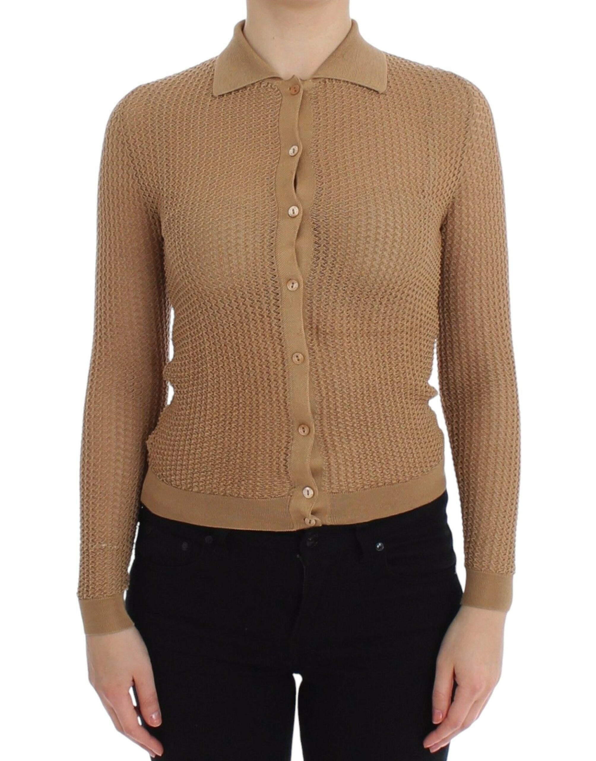 Dolce & Gabbana Beige Knitted Cotton Polo Cardigan Sweater -   -  Dolce & Gabbana.