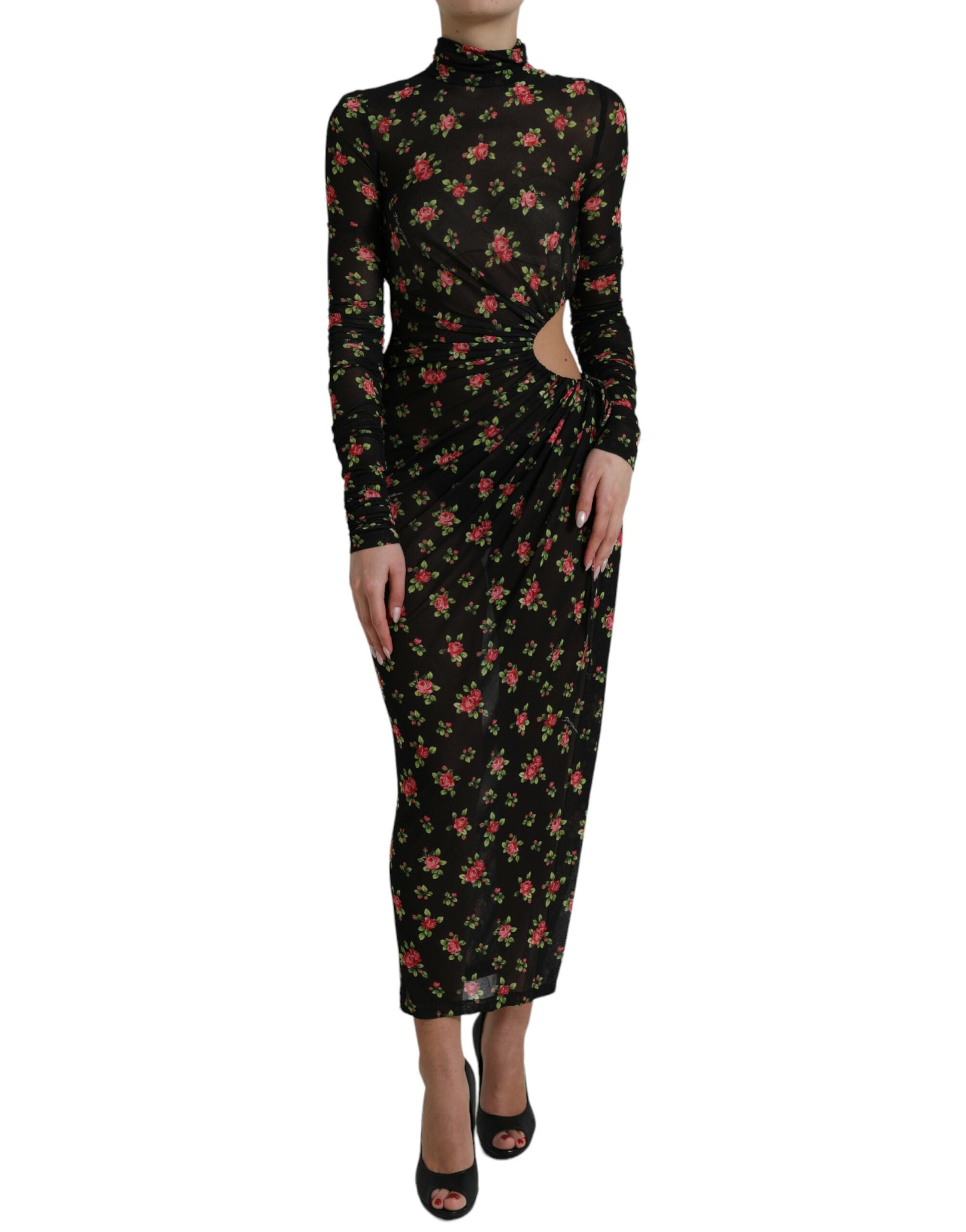 Dolce & Gabbana Black Floral Cut Out Sheath Long Maxi Dress -   -  Dolce & Gabbana.