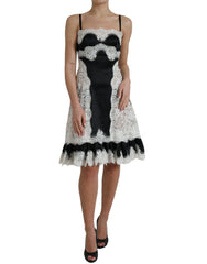 Dolce & Gabbana Black White Lace See Through A-Line Sleeveless Dress -   -  Dolce & Gabbana.