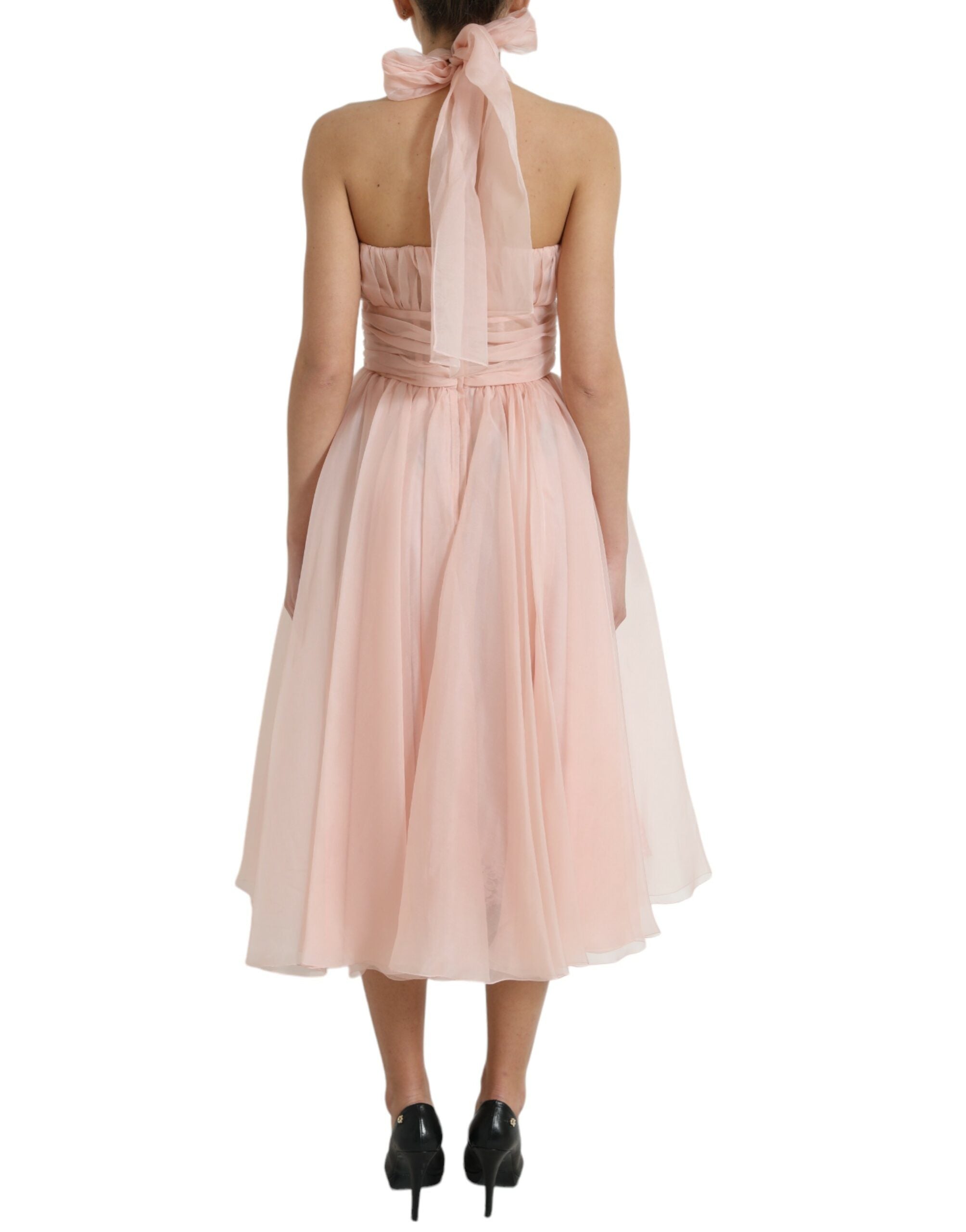 Dolce & Gabbana Pink Silk Chiffon Halter A-line Pleated Midi Dress -   -  Dolce & Gabbana. Dolce & Gabbana Pink Silk Chiffon Halter A-line Pleated Midi Dress -   -  Dolce & Gabbana.