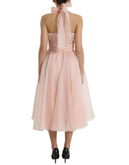 Dolce & Gabbana Pink Silk Chiffon Halter A-line Pleated Midi Dress -   -  Dolce & Gabbana.