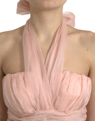 Dolce & Gabbana Pink Silk Chiffon Halter A-line Pleated Midi Dress -   -  Dolce & Gabbana.