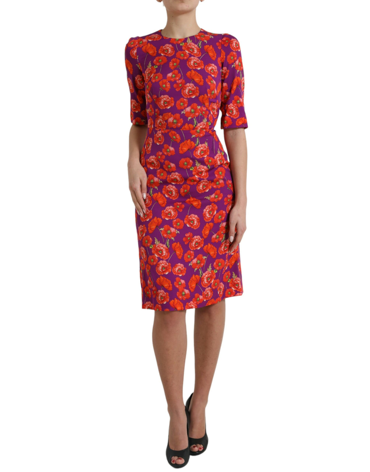 Dolce & Gabbana Multicolor Floral Poppy Print Sheath Dress -   -  Dolce & Gabbana.