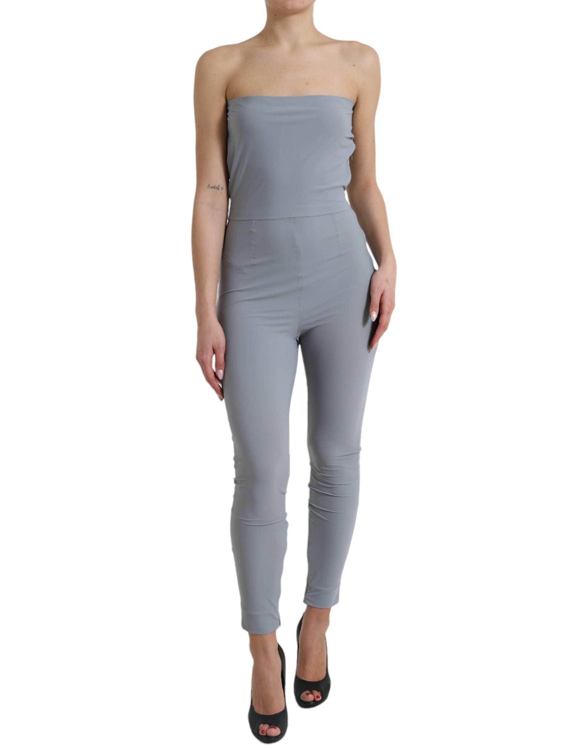 Dolce & Gabbana Gray Nylon Strapless Bodycon Jumpsuit Dress -   -  Dolce & Gabbana.